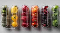Variety of Fresh Berries and Fruits Encased in Glass Capsules