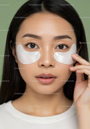 Young Woman with Under Eye Patches Applying Skincare Routine