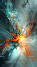 Abstract Digital Artwork Depicting Fiery Explosion with Dynamic Colors