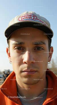 Young man wearing baseball cap outdoors