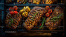 Juicy Grilled Steaks with Cherry Tomatoes and Roasted Plantains