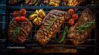 Juicy Grilled Steaks with Cherry Tomatoes and Roasted Plantains