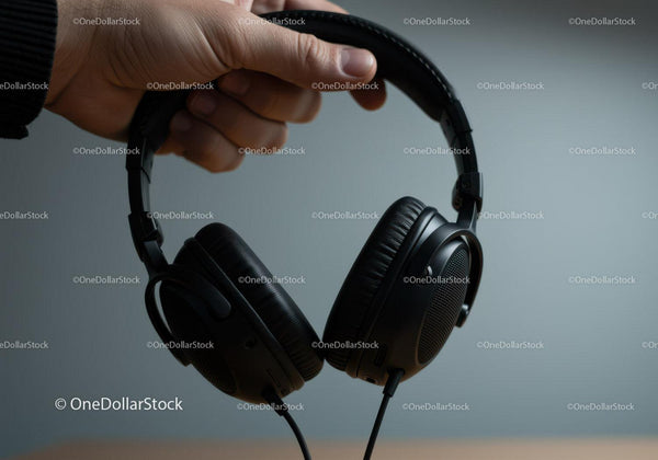 Black Over-Ear Wireless Headphones in Minimalist Style
