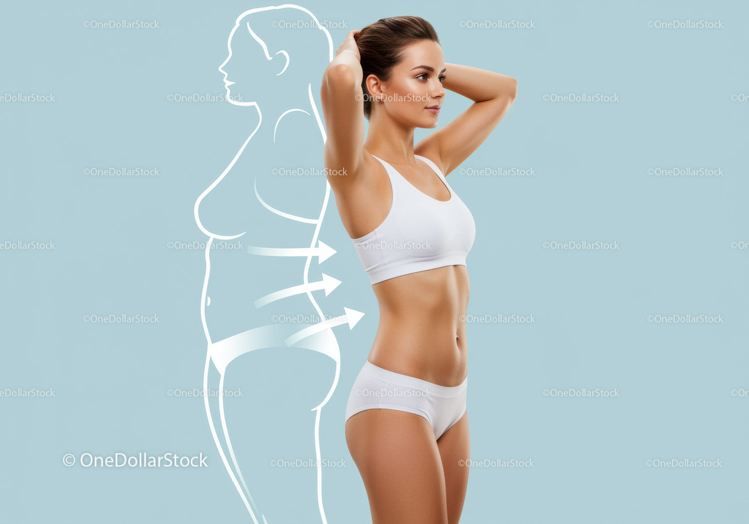 Young Woman in Sportswear Demonstrates Body Transformation and Fitness