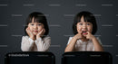 Two Happy Girls with Joyful Expressions Sitting Together