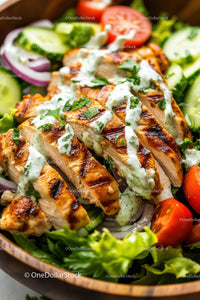 Grilled Chicken Salad with Vegetables and Creamy Dressing