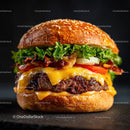 Gourmet Cheeseburger with Bacon and Fresh Vegetables