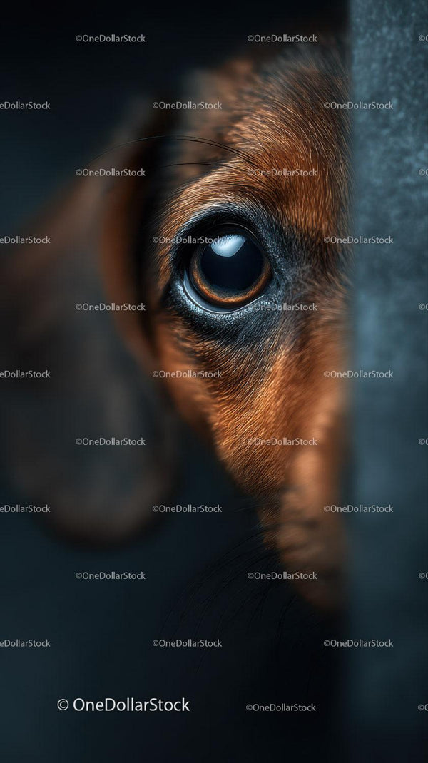 Detailed Close-Up of a Dog's Eye with Brown Fur