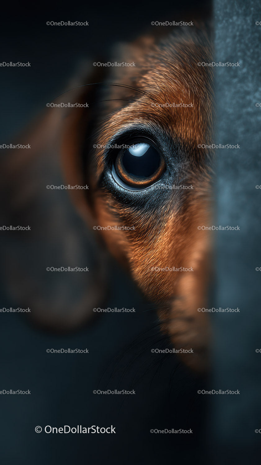Detailed Close-Up of a Dog's Eye with Brown Fur