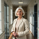 Confident Senior Businesswoman Walking in Modern Office Corridor