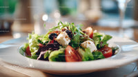 Fresh Mixed Green Salad with Cherry Tomatoes and Feta Cheese