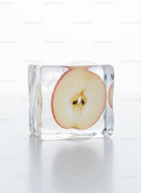 Fresh Apple Slice Preserved Inside Clear Ice Cube