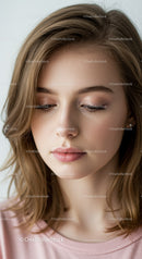 Beautiful Young Woman with Soft Makeup in Serene Portrait