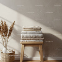 Neatly Folded Towels in Warm Minimalist Interior