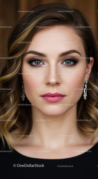 Elegant Young Woman with Smoky Eye Makeup and Pink Lips