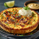 Seafood Pizza with Shrimp Cilantro and Lime Wedge