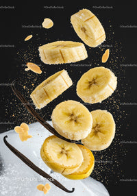 Fresh Banana Slices with Vanilla and Almonds on Ice
