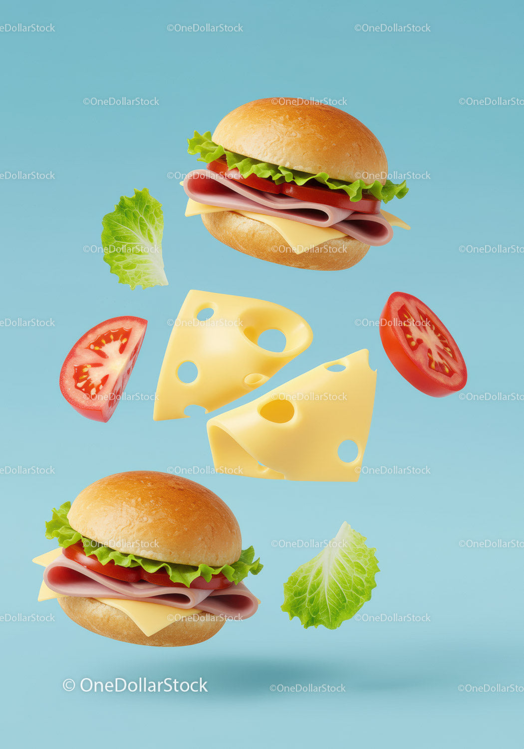 Fresh ham sandwich with lettuce tomato and cheese