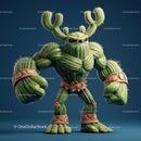Vibrant Green Anthropomorphic Cactus Character with Muscular Build