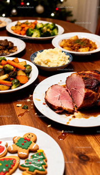Holiday Feast with Glazed Ham and Festive Cookies