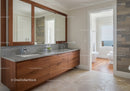Modern Coastal Bathroom with Double Vanities and Ocean View