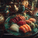 Vibrant Sushi Platter with Sashimi and Seafood Assortment