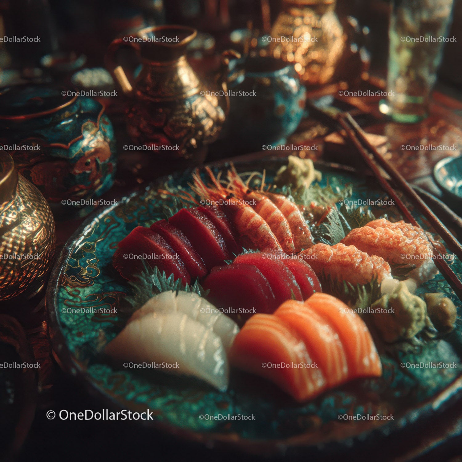 Vibrant Sushi Platter with Sashimi and Seafood Assortment