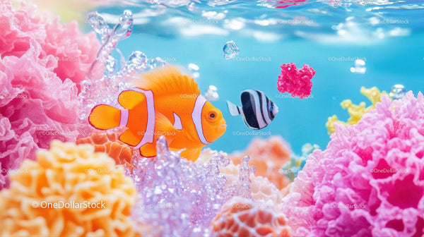 Colorful Tropical Fish Swimming Among Coral