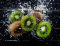 Fresh Green Kiwi Fruit Slices with Water Splash