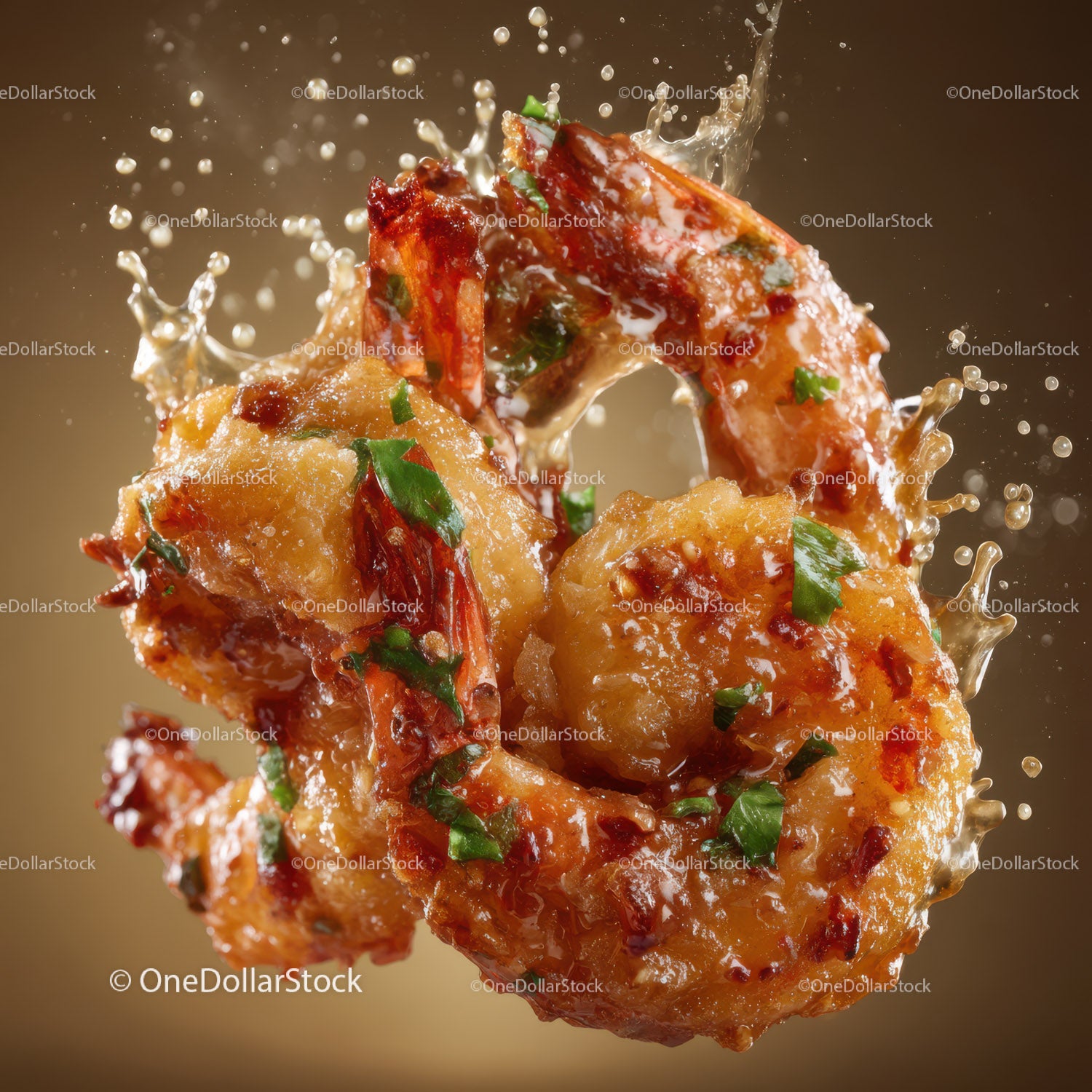 Crispy Fried Shrimp with Garnish in Elegant Food Presentation