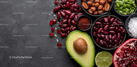 Fresh Assorted Superfoods with Avocado Lime Pomegranate and Beans