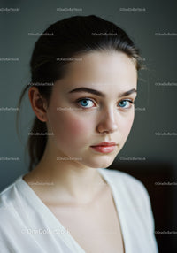 Elegant Young Woman with Blue Eyes in Natural Portrait