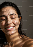 Woman with Facial Exfoliation and Spa Skincare Treatment