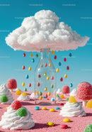 Colorful Candy Drops Falling Into Clear Glass Bottle