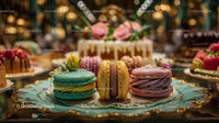 Elegant Assorted Macarons on Decorative Silver Platter in Luxurious Setting