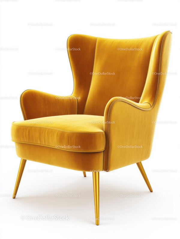 Żółty fotel w stylu vintage z nowoczesnym designem