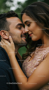 Close up of romantic couple sharing intimate moment