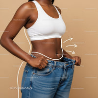 Woman in Sports Bra Demonstrating Weight Loss and Body Transformation