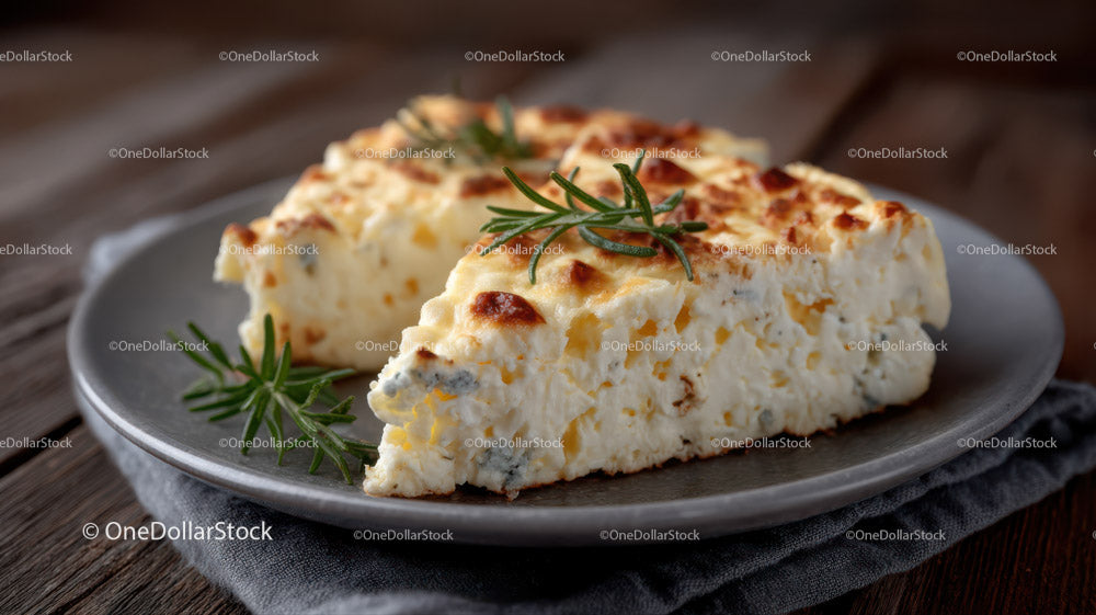 Blue Cheese and Rustic Bread on Decorative Plate in Food Setting