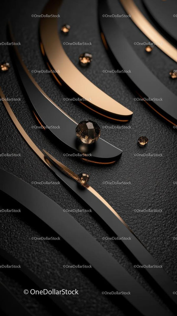 Zbliżenie na czarne i złote pierścionki z diamentami w eleganckim designie