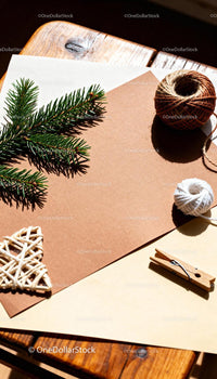 Natural Crafting Materials on Rustic Wooden Table