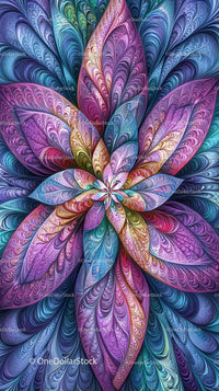 Colorful Fractal Pattern with Intricate Swirling Design for Digital Art