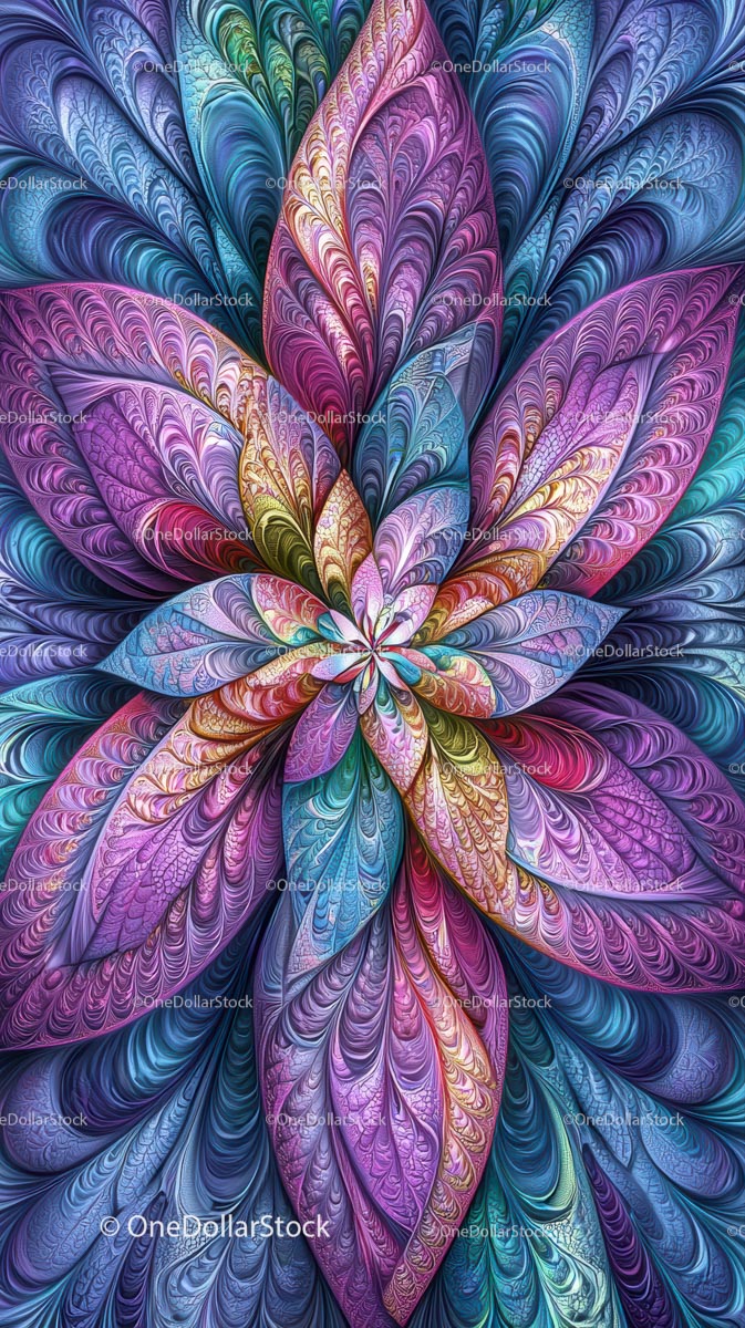 Colorful Fractal Pattern with Intricate Swirling Design for Digital Art