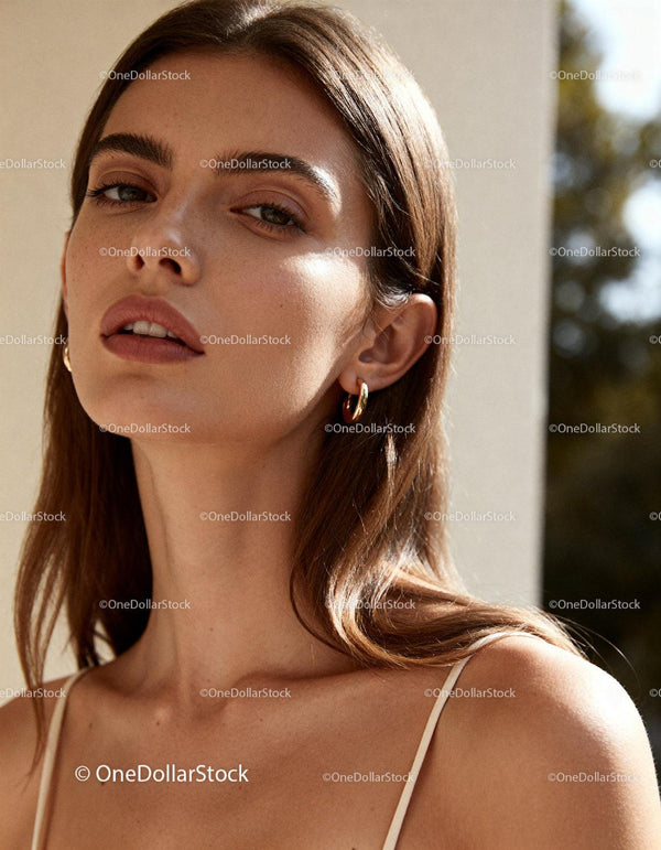 Naturalny portret kobiety młodej w świetle słonecznym z bliska