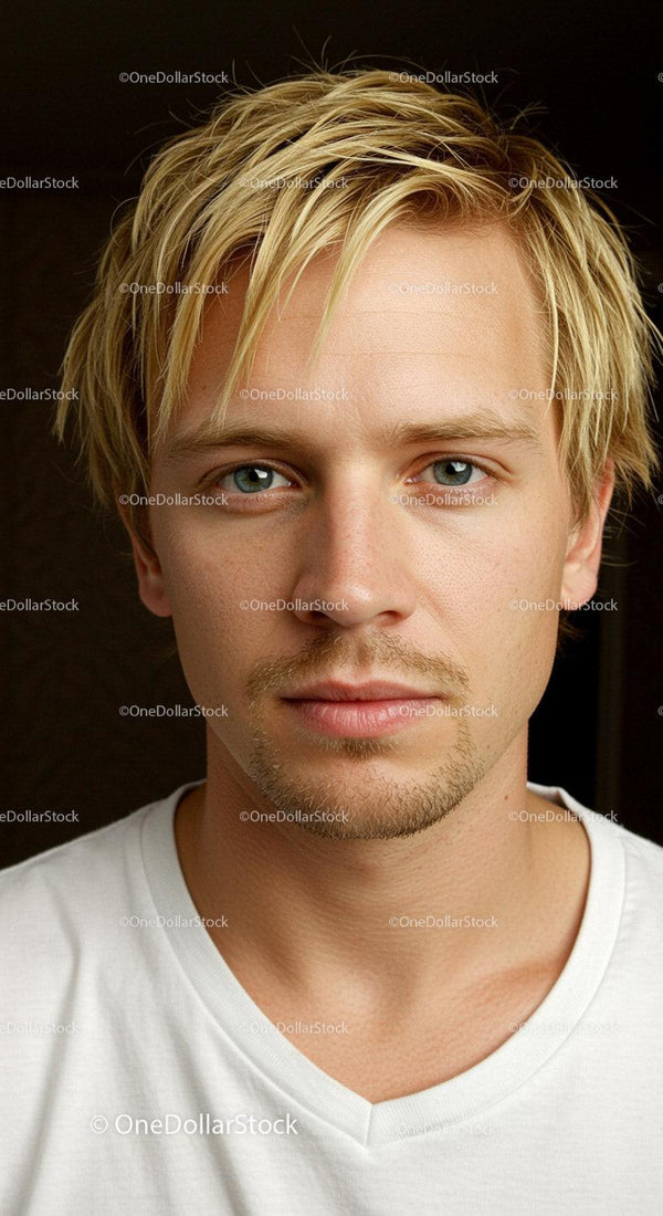 Young Man with Blonde Hair and Blue Eyes