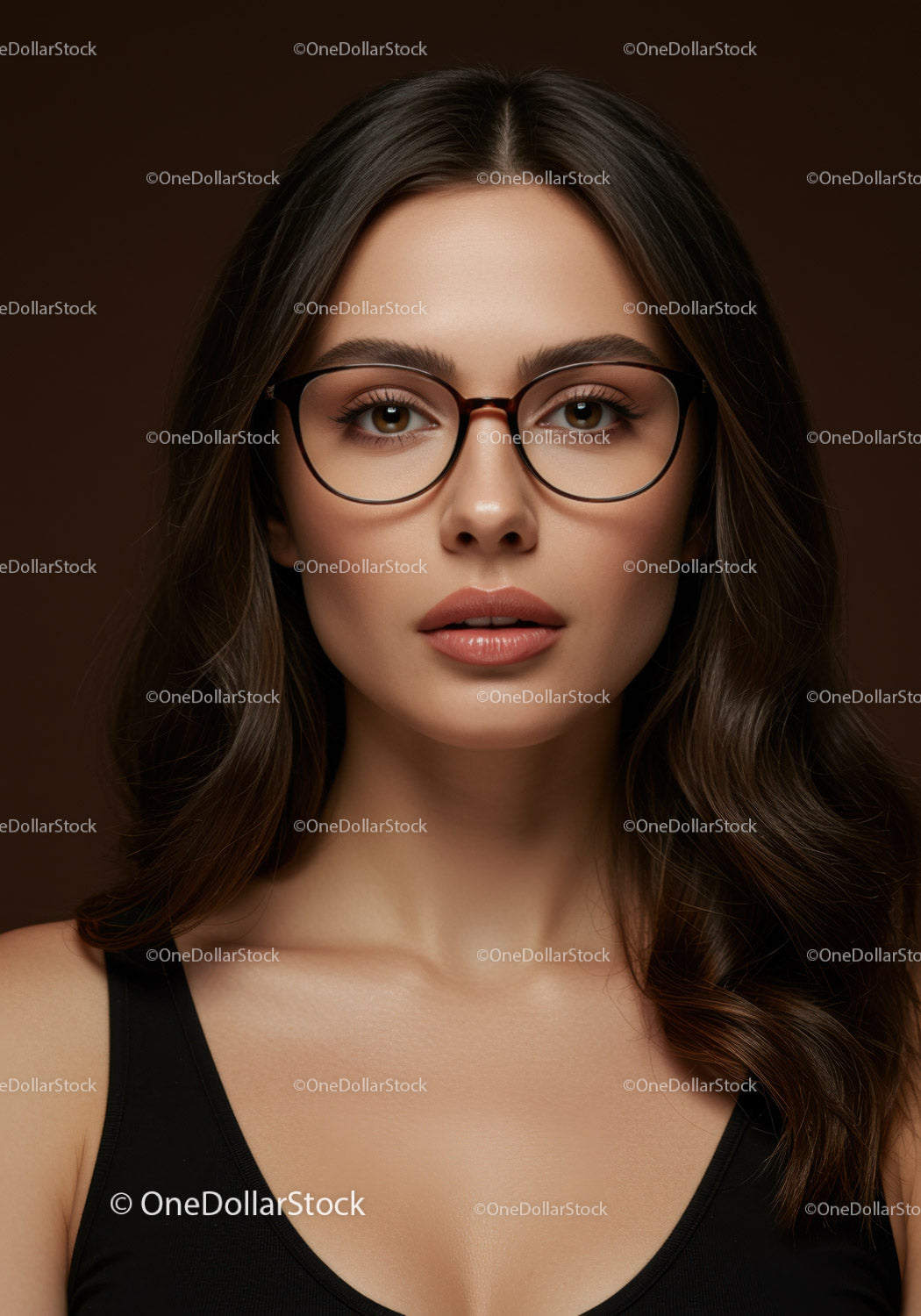 Elegant Female Portrait Wearing Glasses with Beautiful Makeup