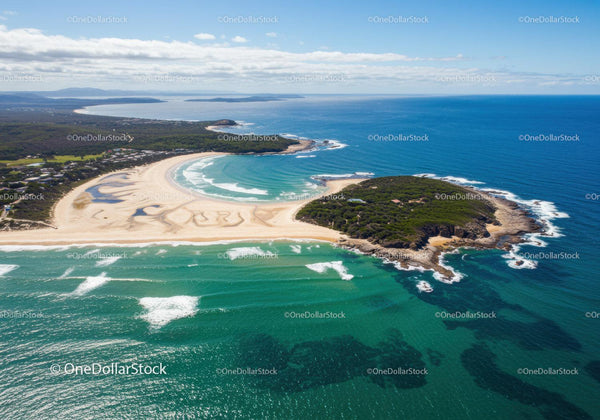 Scenic Coastal Bay with Sandy Beach and Turquoise Waters