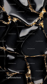 Luxury Black and Gold Abstract Background with Glossy and Metallic Finish