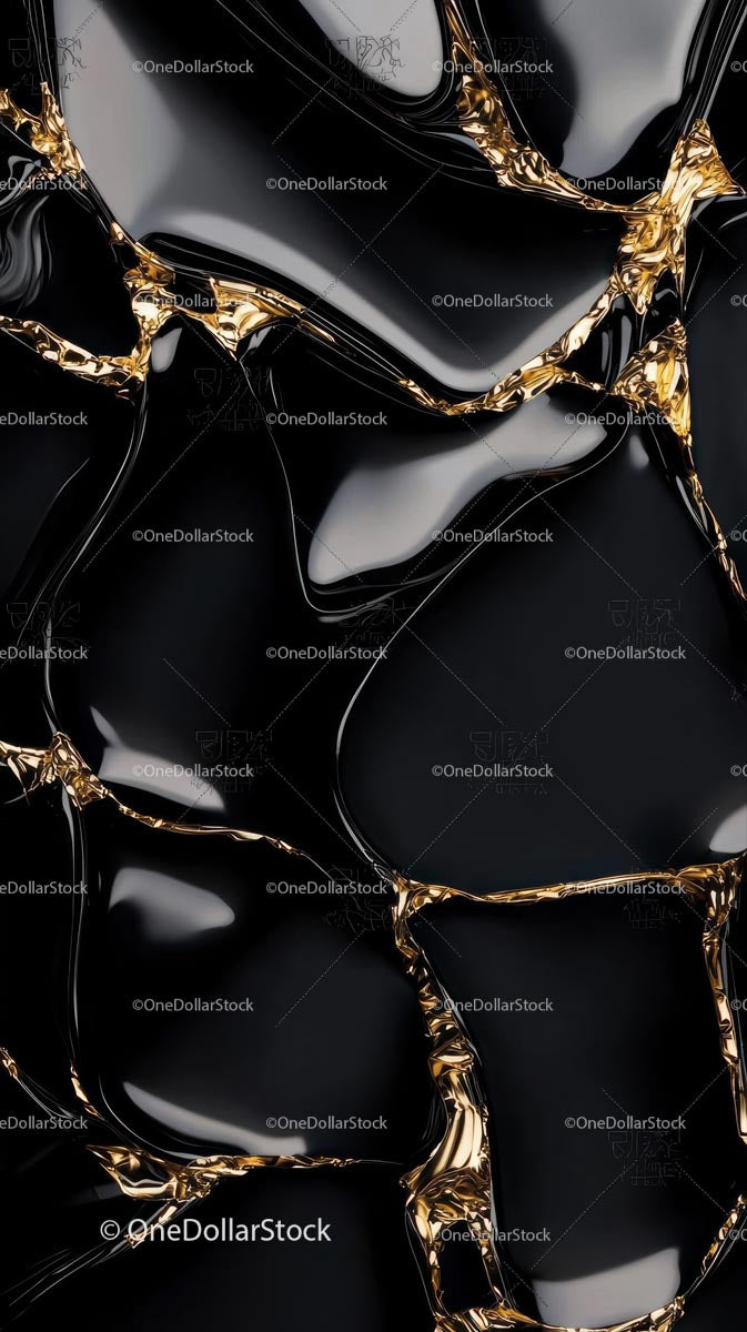 Luxury Black and Gold Abstract Background with Glossy and Metallic Finish