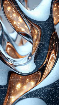 Abstract Metallic Swirl with Copper and Silver Finishes